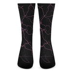 Purple Lightning Print Crew Socks