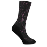 Purple Lightning Print Crew Socks