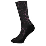 Purple Lightning Print Crew Socks