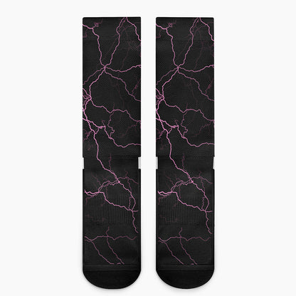 Purple Lightning Print Crew Socks