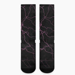 Purple Lightning Print Crew Socks