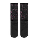 Purple Lightning Print Crew Socks