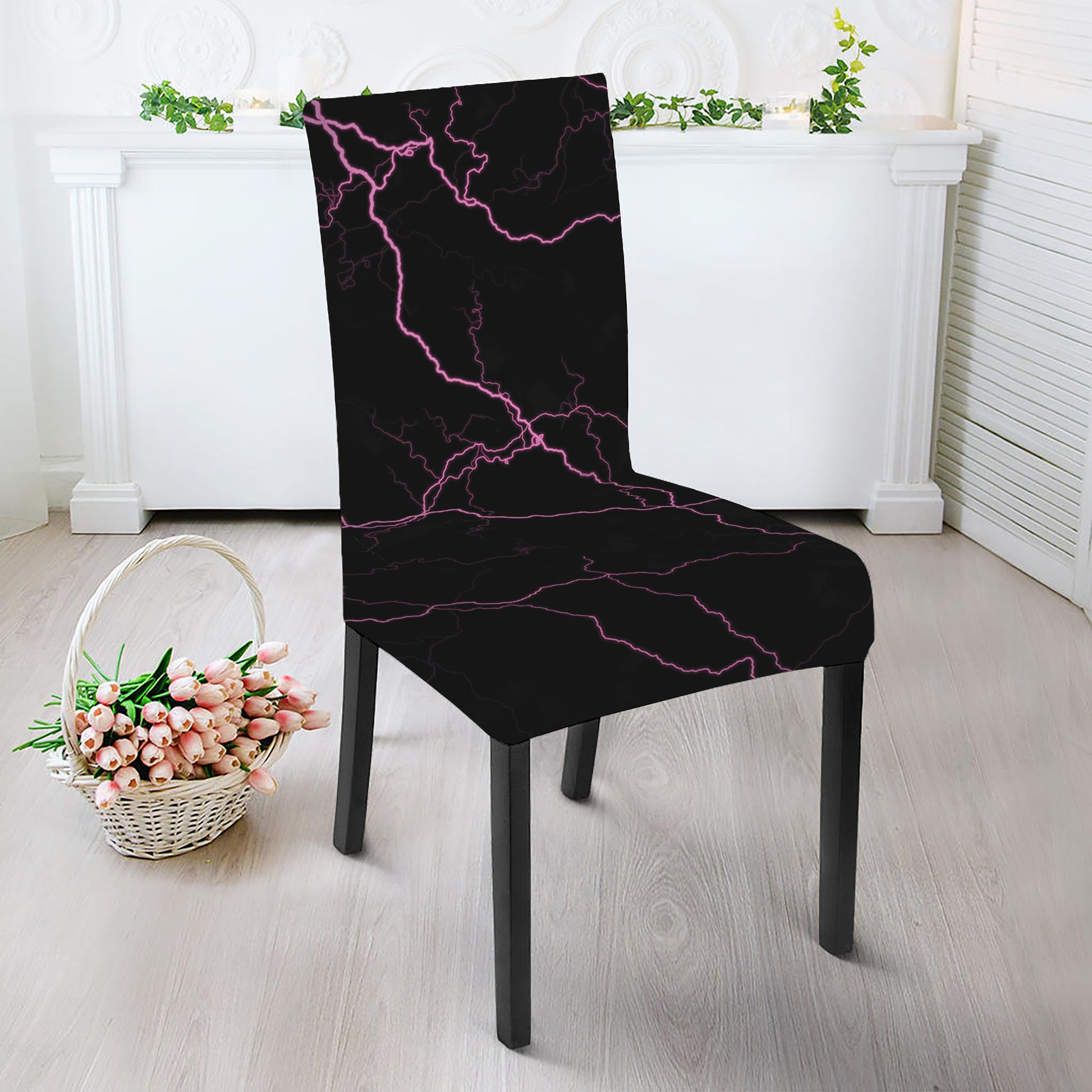 Purple Lightning Print Dining Chair Slipcover