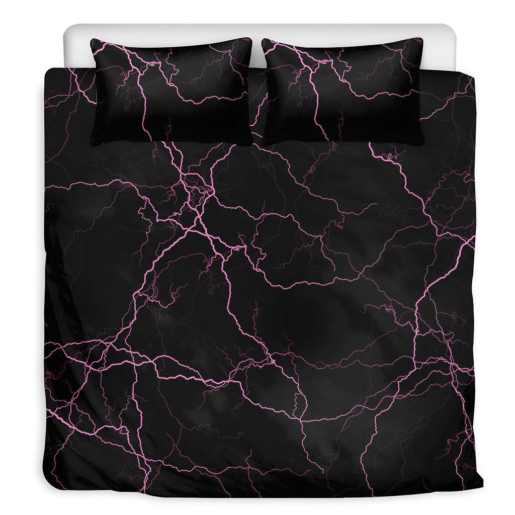 Purple Lightning Print Duvet Cover Bedding Set