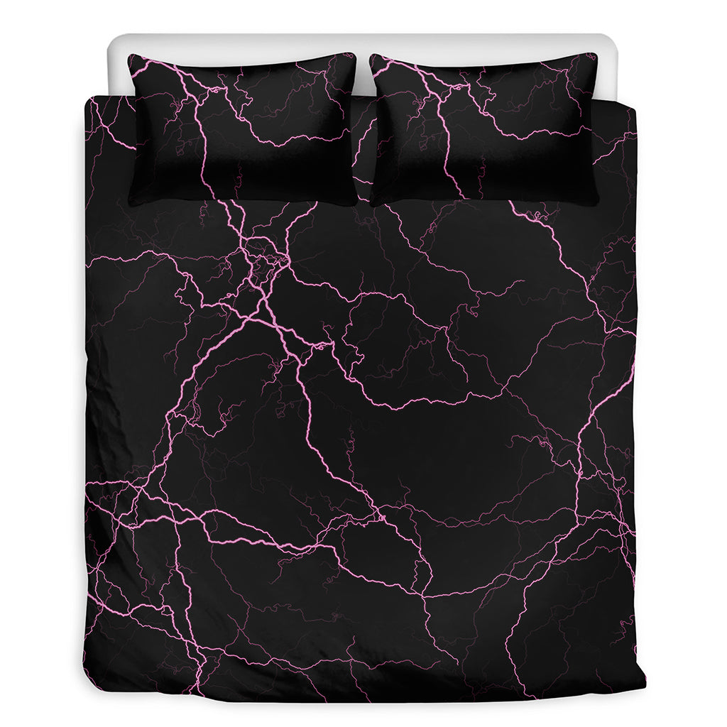 Purple Lightning Print Duvet Cover Bedding Set