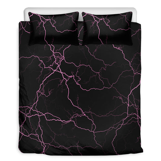 Purple Lightning Print Duvet Cover Bedding Set