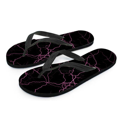 Purple Lightning Print Flip Flops