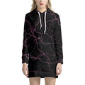 Purple Lightning Print Pullover Hoodie Dress