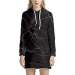 Purple Lightning Print Hoodie Dress