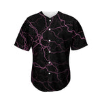 Purple Lightning Print Men's Baseball Jersey