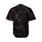 Purple Lightning Print Men's Baseball Jersey