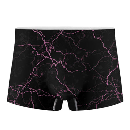Purple Lightning Print Men's Boxer Briefs