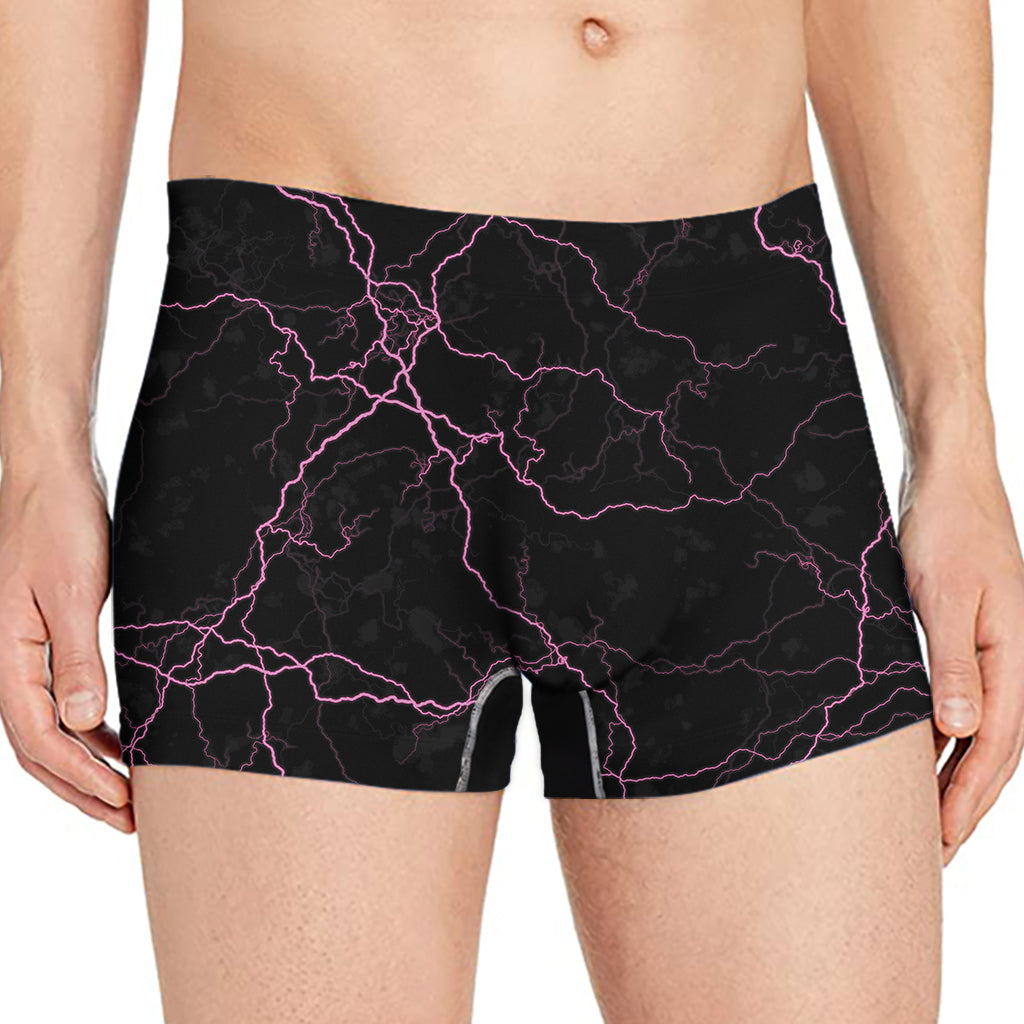 Purple Lightning Print Men's Boxer Briefs