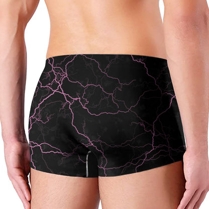 Purple Lightning Print Men's Boxer Briefs