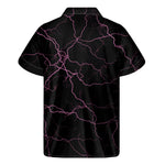 Purple Lightning Print Men's Short Sleeve Shirt