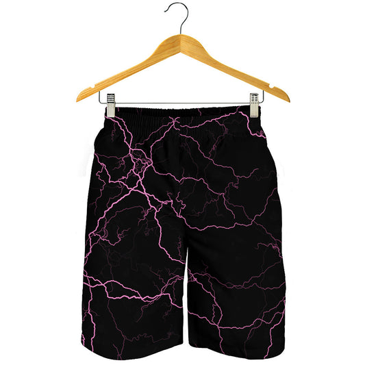 Purple Lightning Print Men's Shorts