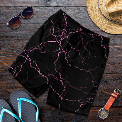 Purple Lightning Print Men's Shorts