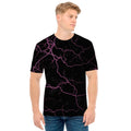 Purple Lightning Print Men's T-Shirt
