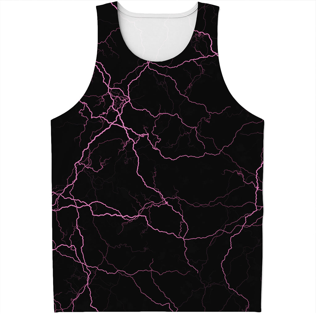 Purple Lightning Print Men's Tank Top