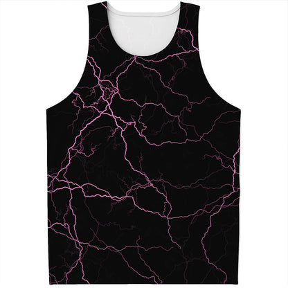 Purple Lightning Print Men's Tank Top
