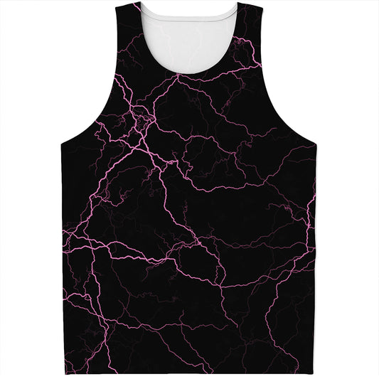 Purple Lightning Print Men's Tank Top