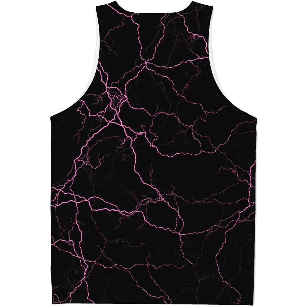 Purple Lightning Print Men's Tank Top