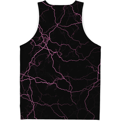 Purple Lightning Print Men's Tank Top