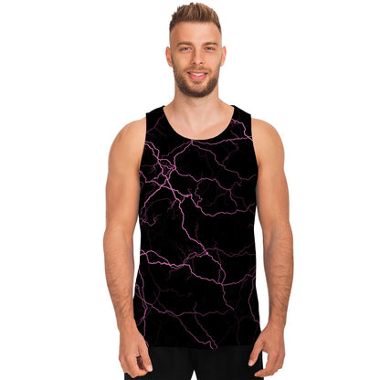 Purple Lightning Print Men's Tank Top