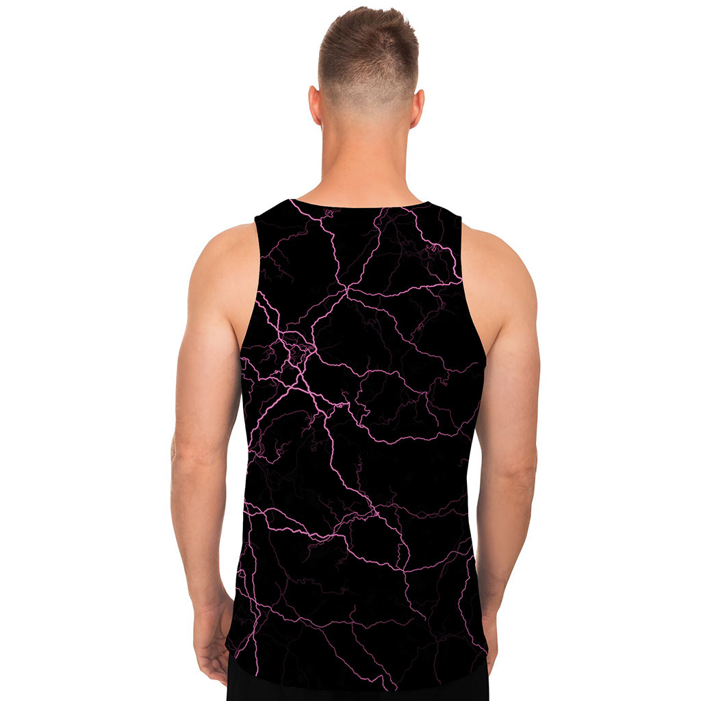 Purple Lightning Print Men's Tank Top