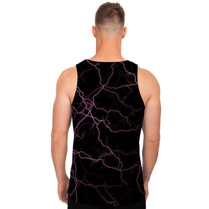 Purple Lightning Print Men's Tank Top
