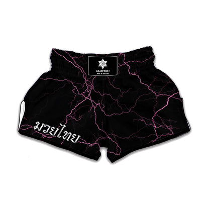 Purple Lightning Print Muay Thai Boxing Shorts