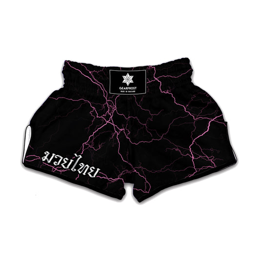 Purple Lightning Print Muay Thai Boxing Shorts