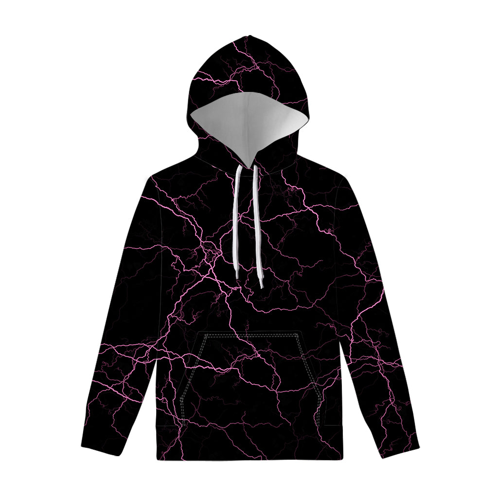 Purple Lightning Print Pullover Hoodie