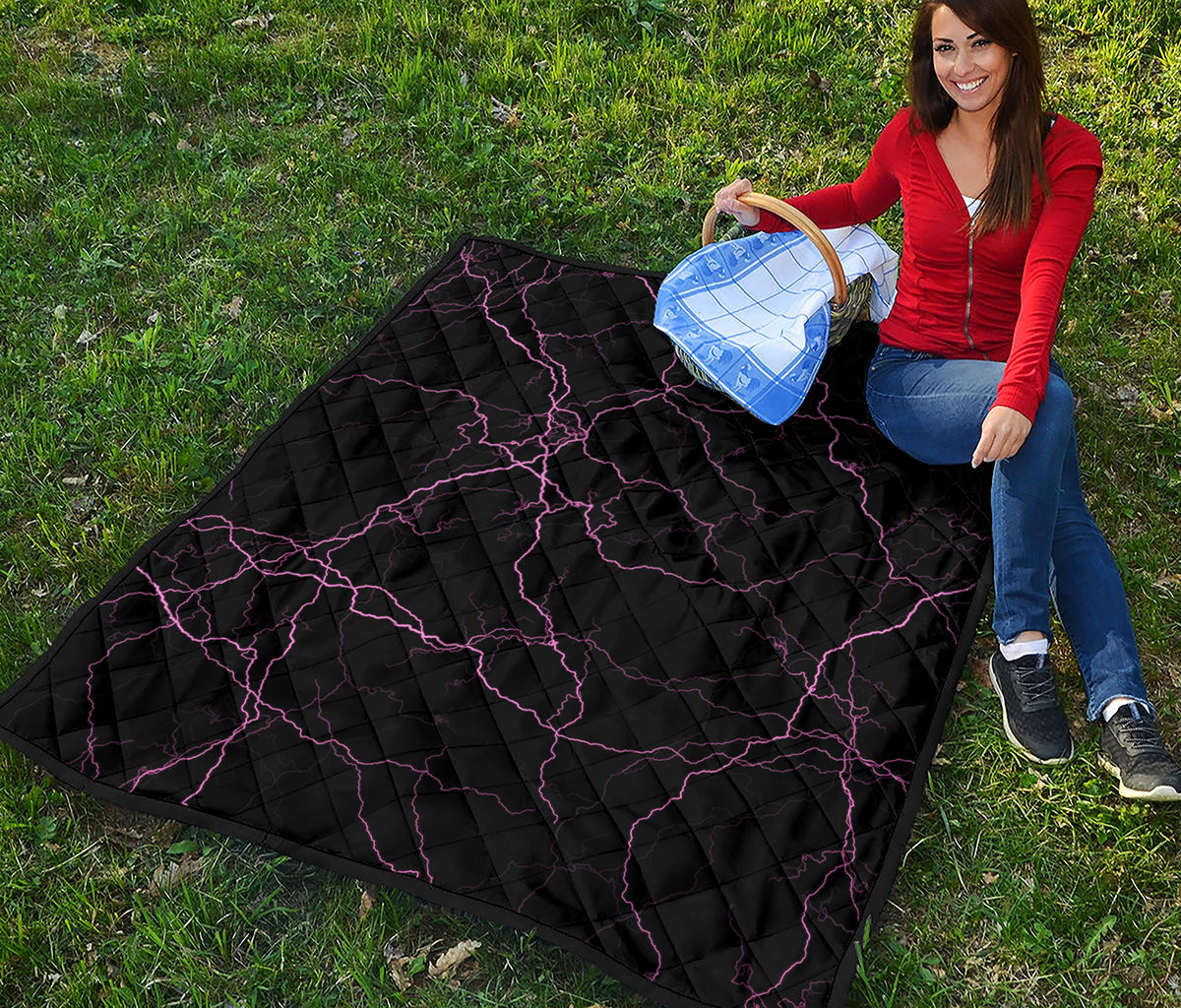 Purple Lightning Print Quilt