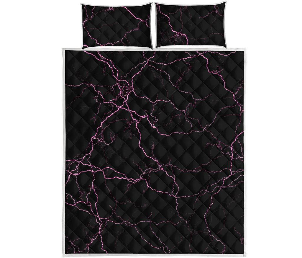 Purple Lightning Print Quilt Bed Set
