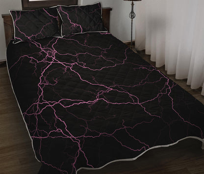 Purple Lightning Print Quilt Bed Set