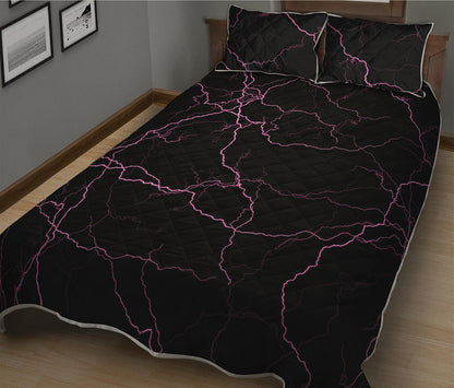 Purple Lightning Print Quilt Bed Set