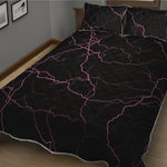 Purple Lightning Print Quilt Bed Set