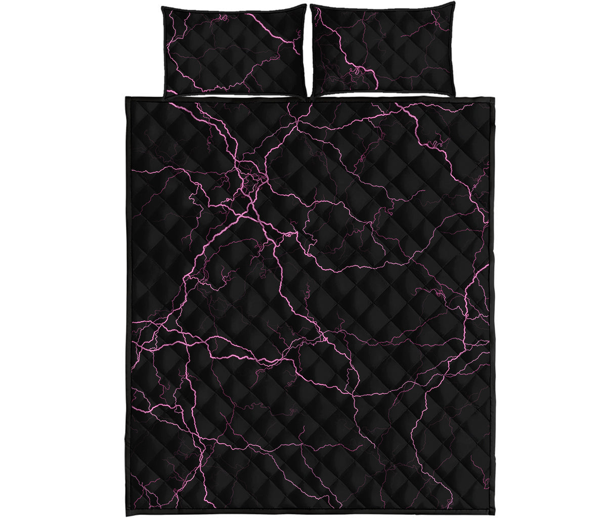 Purple Lightning Print Quilt Bed Set