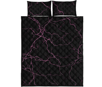 Purple Lightning Print Quilt Bed Set