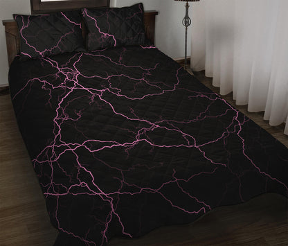 Purple Lightning Print Quilt Bed Set