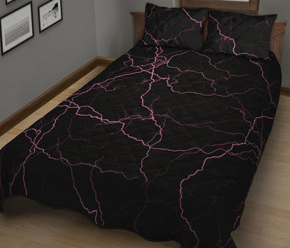 Purple Lightning Print Quilt Bed Set