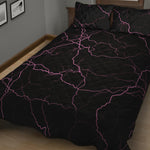 Purple Lightning Print Quilt Bed Set