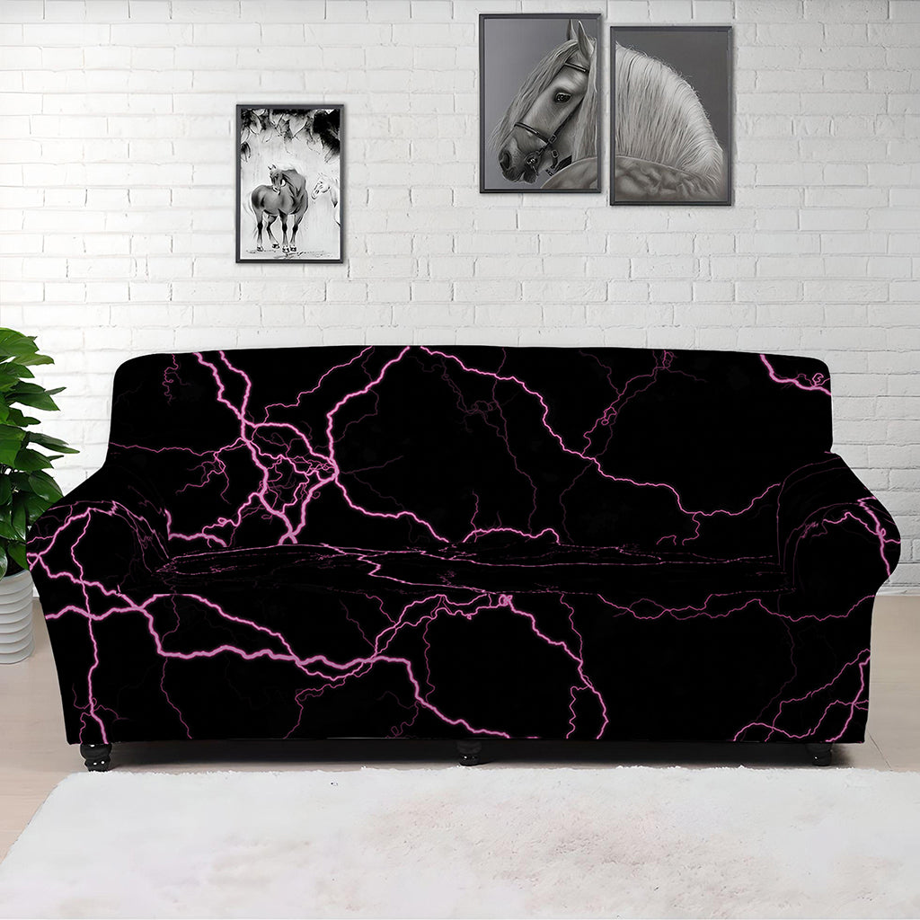 Purple Lightning Print Sofa Cover