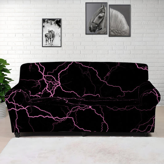 Purple Lightning Print Sofa Cover