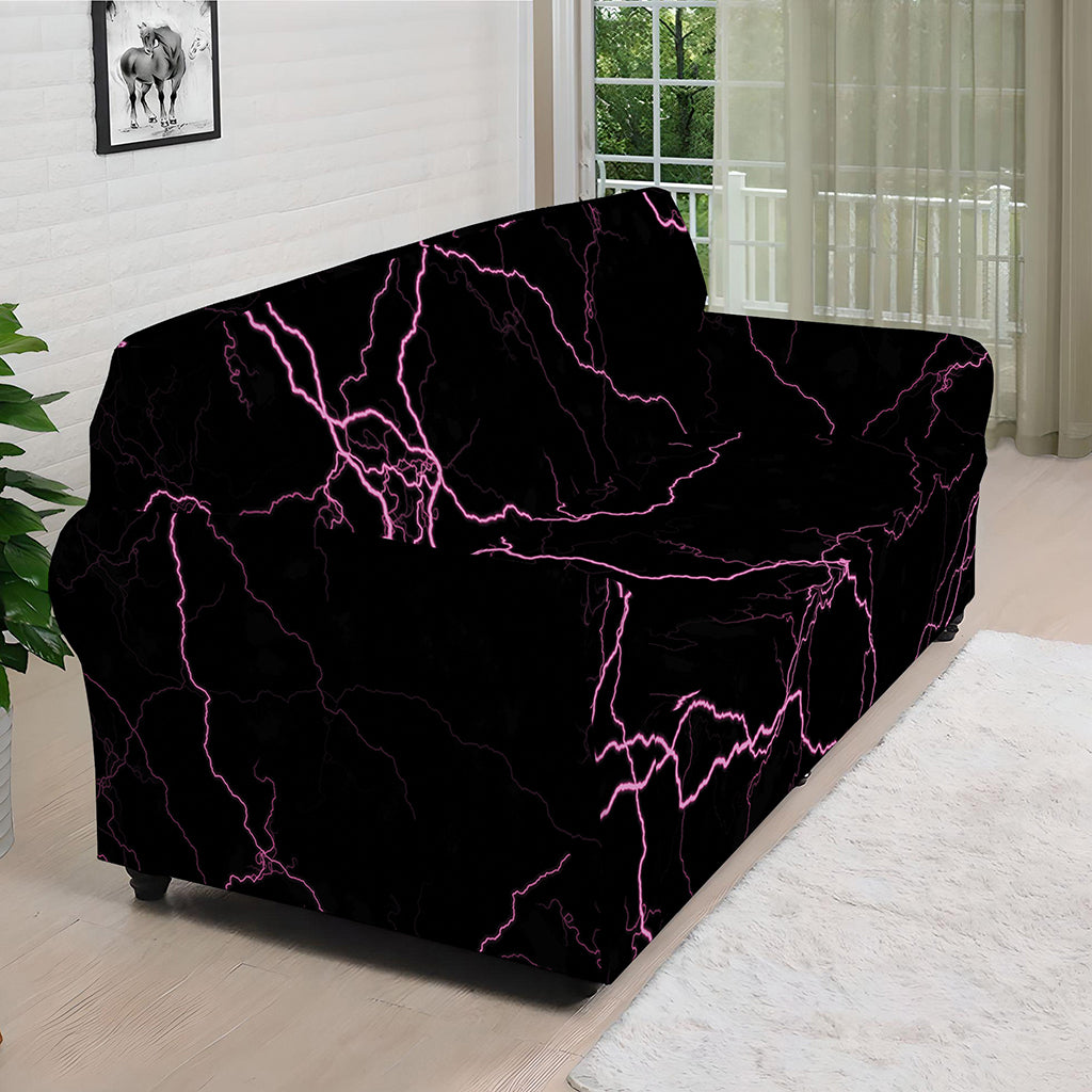 Purple Lightning Print Sofa Cover