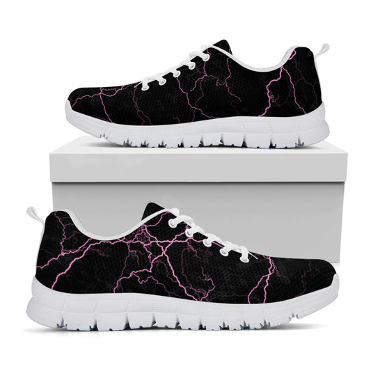 Purple Lightning Print White Sneakers
