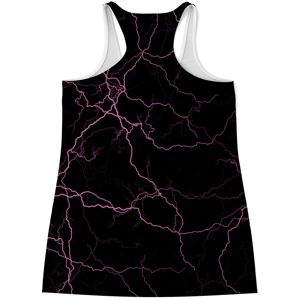 Purple Lightning Print Women's Racerback Tank Top