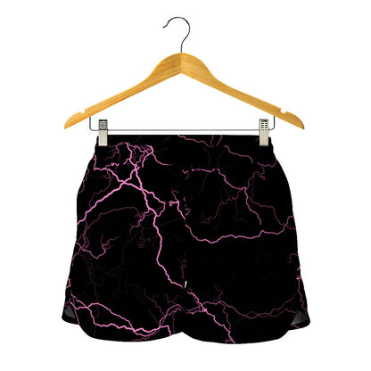Purple Lightning Print Women's Shorts
