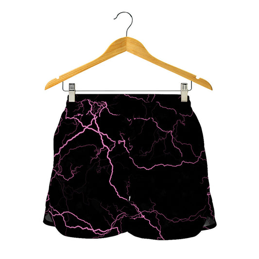 Purple Lightning Print Women's Shorts